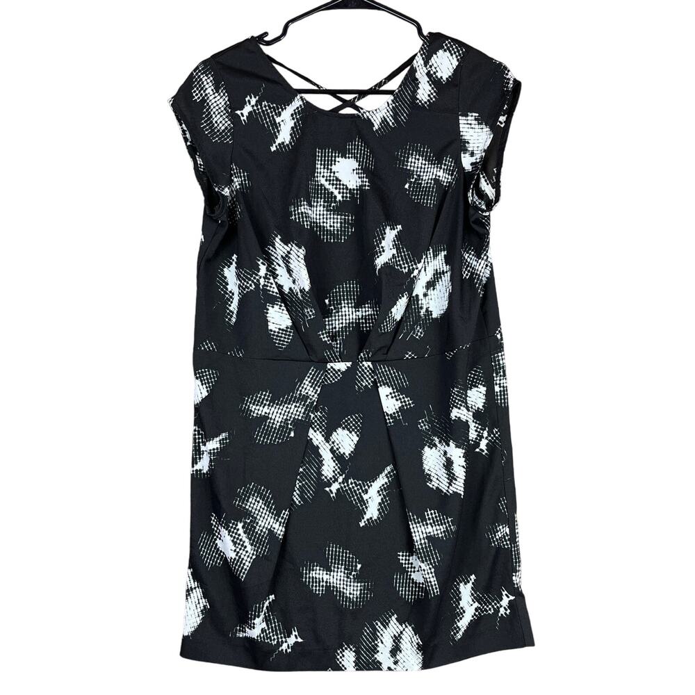 Anthropologie Silence + Noise Womens Dress Black White Cap Crisscross Midi M